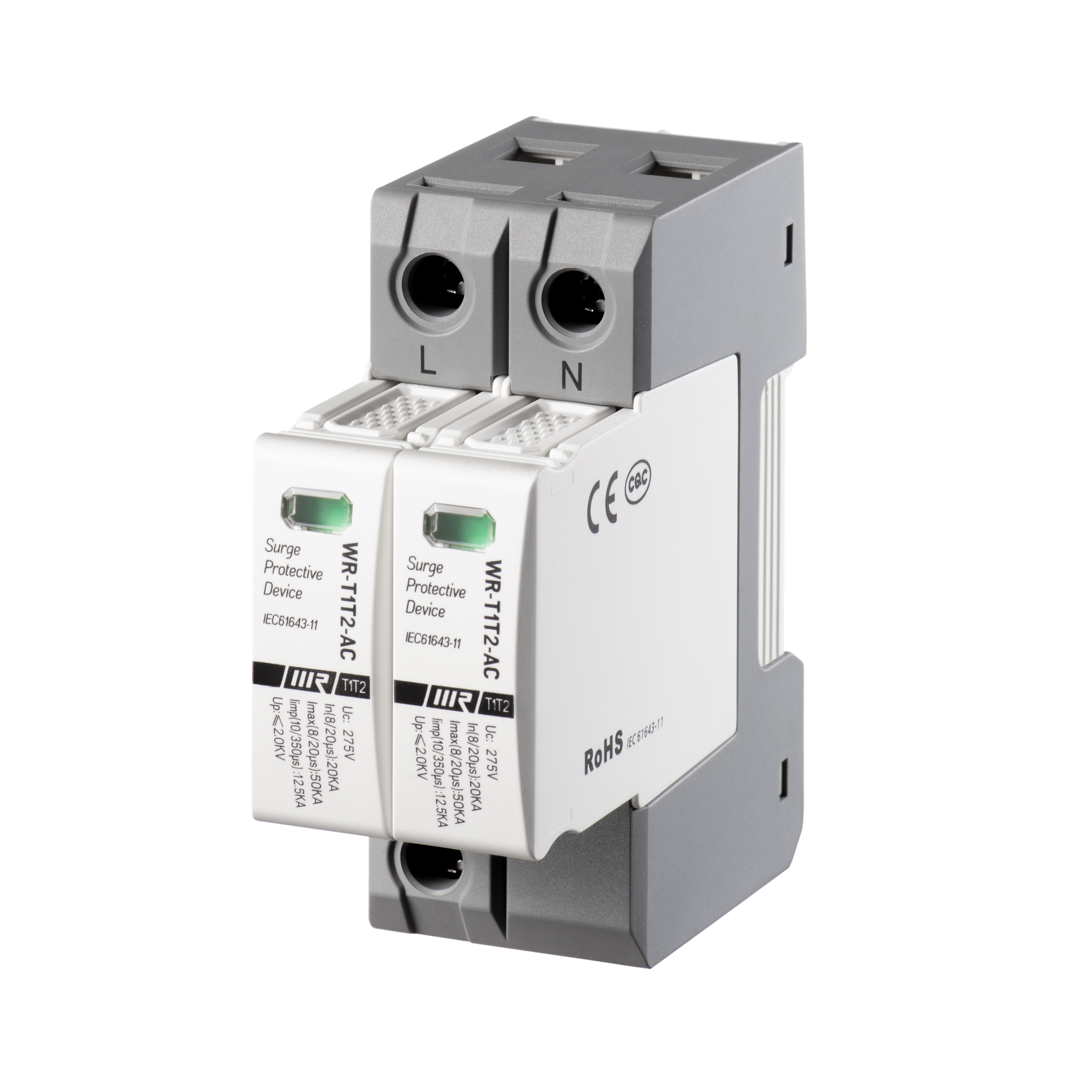 T1T2 AC 2P/2+0 lmax60kA Iimp12.5kA SPD